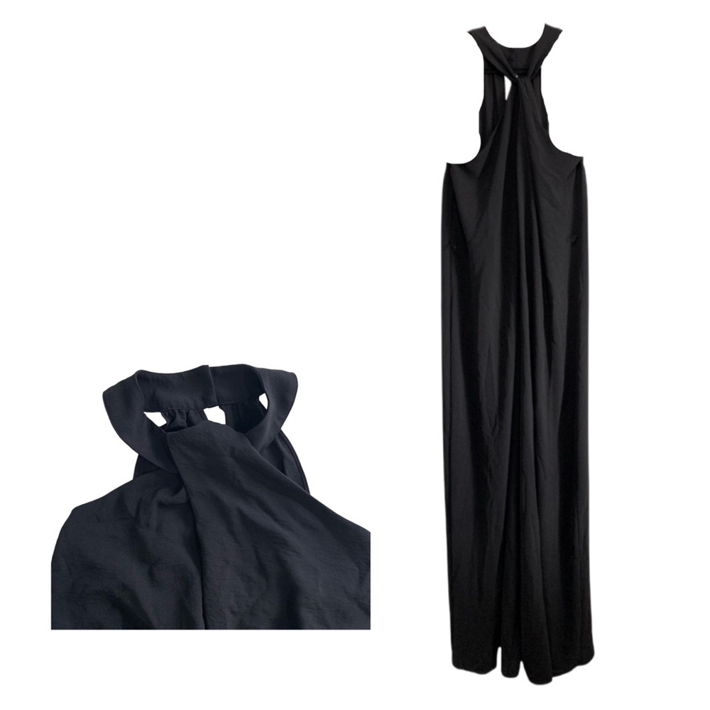 Nine West Halter Top Wide Leg Jump Suit Size Small Twist Front Self Tie Belt